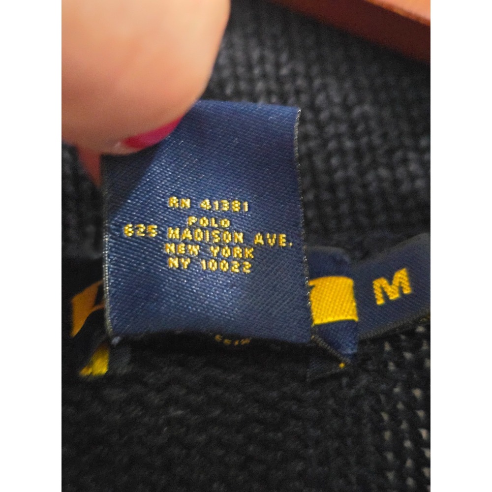 Ralph Lauren Rugby Size M Cardigan Sweater Navy Crest Linen Varsity Collegiate - Picture 3 of 11